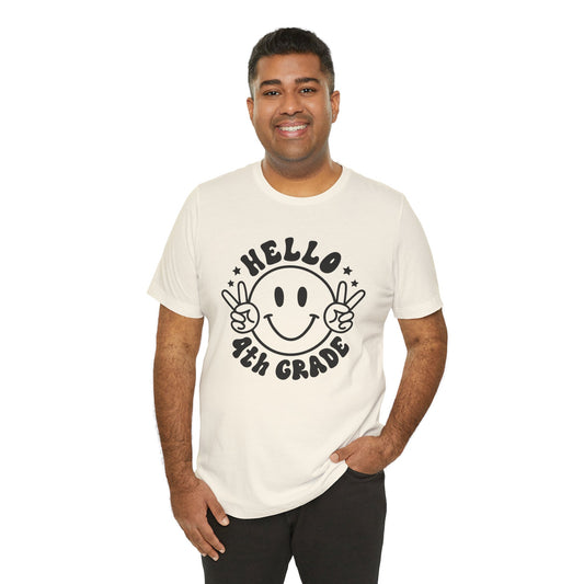 Fourth Grade Hello Smiley Short Sleeve Tee