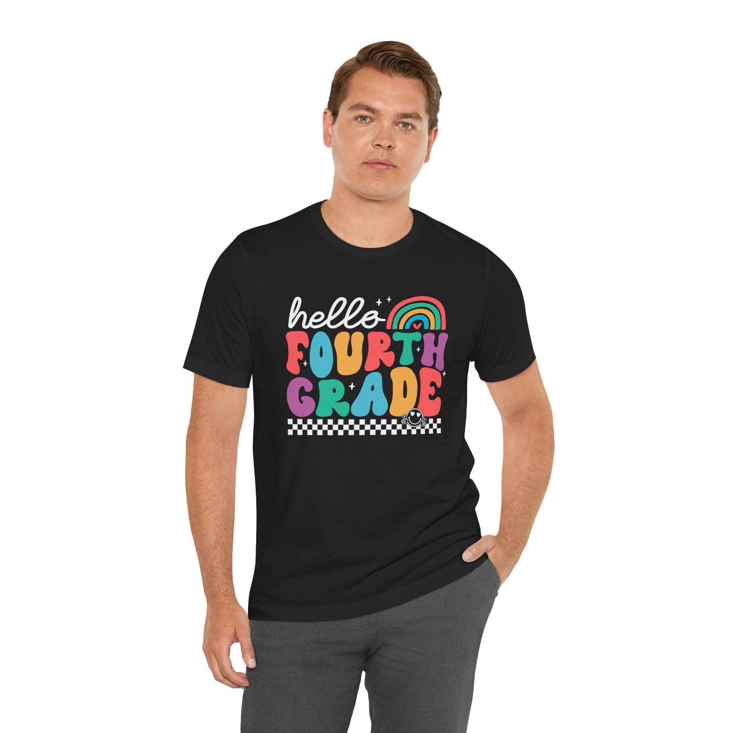 Fourth Grade Hello Rainbow Short Sleeve Tee