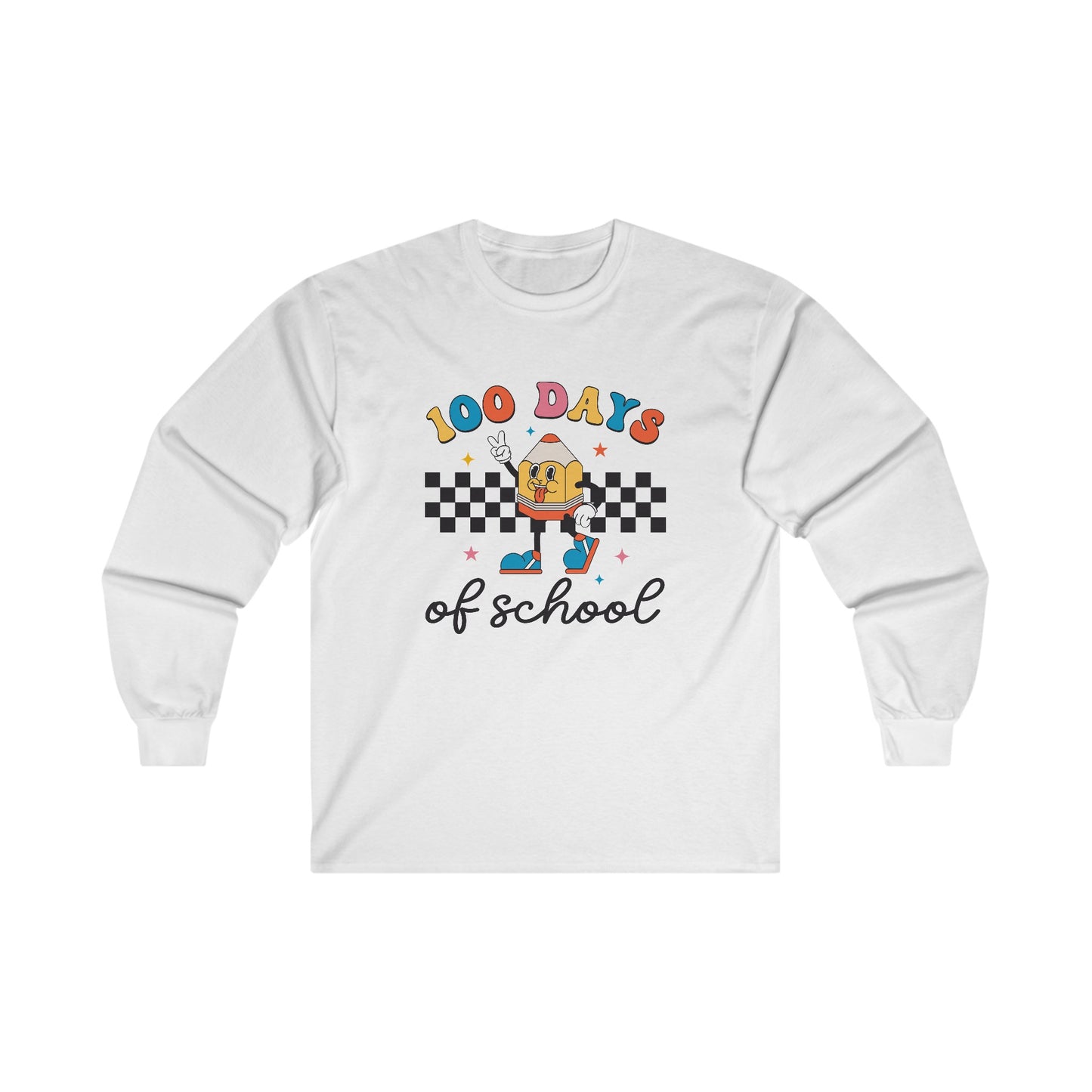 100 Days of School Pencil Long Sleeve Tee