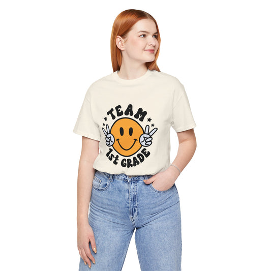 First Grade Team Smiley Short Sleeve Tee