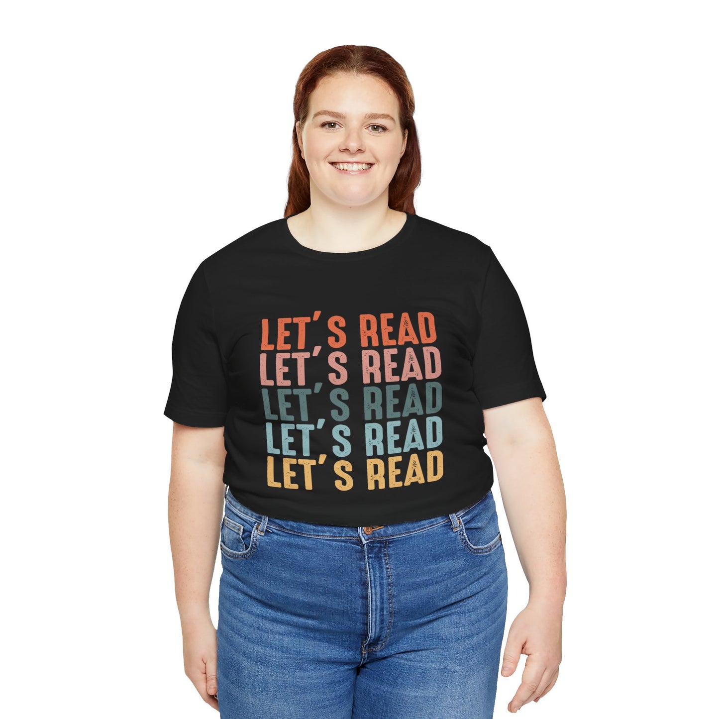 Library/Reading Teacher - Let's Read Stacked Short Sleeve Tee