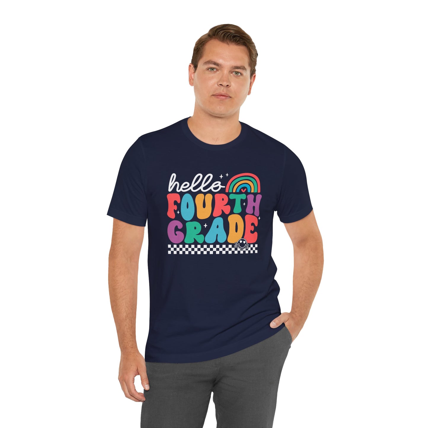 Fourth Grade Hello Rainbow Short Sleeve Tee