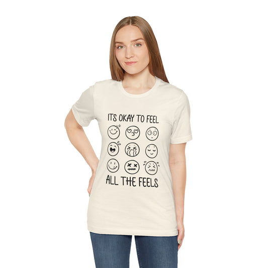 Social Worker - It's Okay To Feel All The Feels (Black/White) Short Sleeve Tee