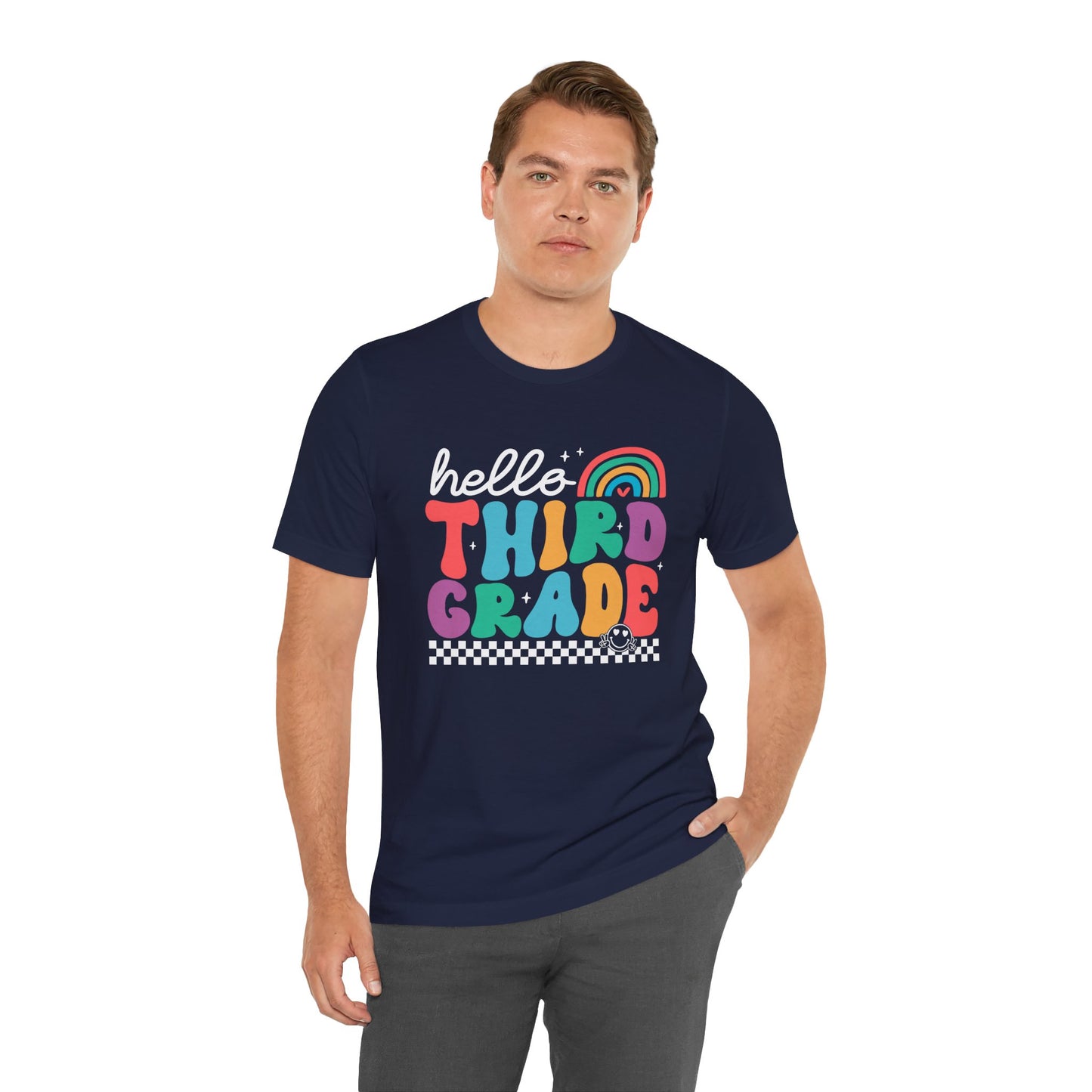 Third Grade Hello Rainbow Short Sleeve Tee