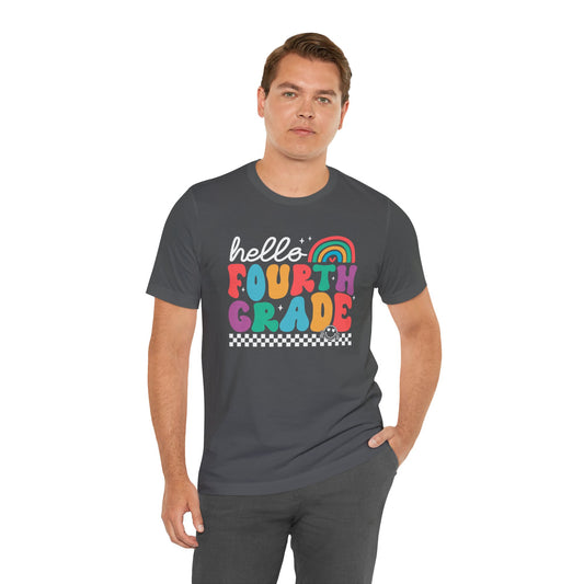 Fourth Grade Hello Rainbow Short Sleeve Tee